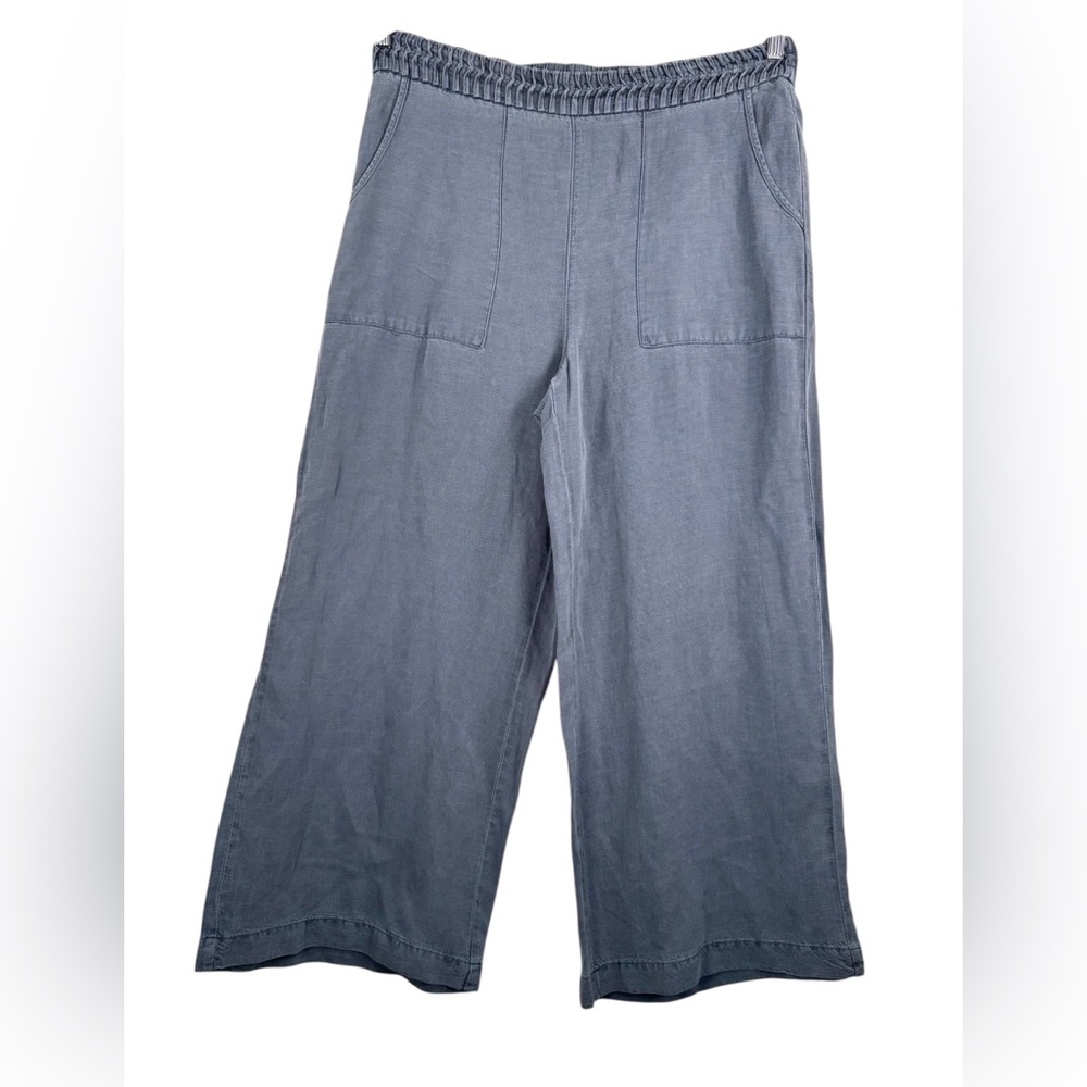 Joie Linen Blend chambray Wide Leg‎ Crop Pants Blue XL relaxed beach boho 90s
